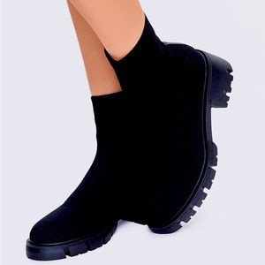 Lug Sole Knit Sock Boots